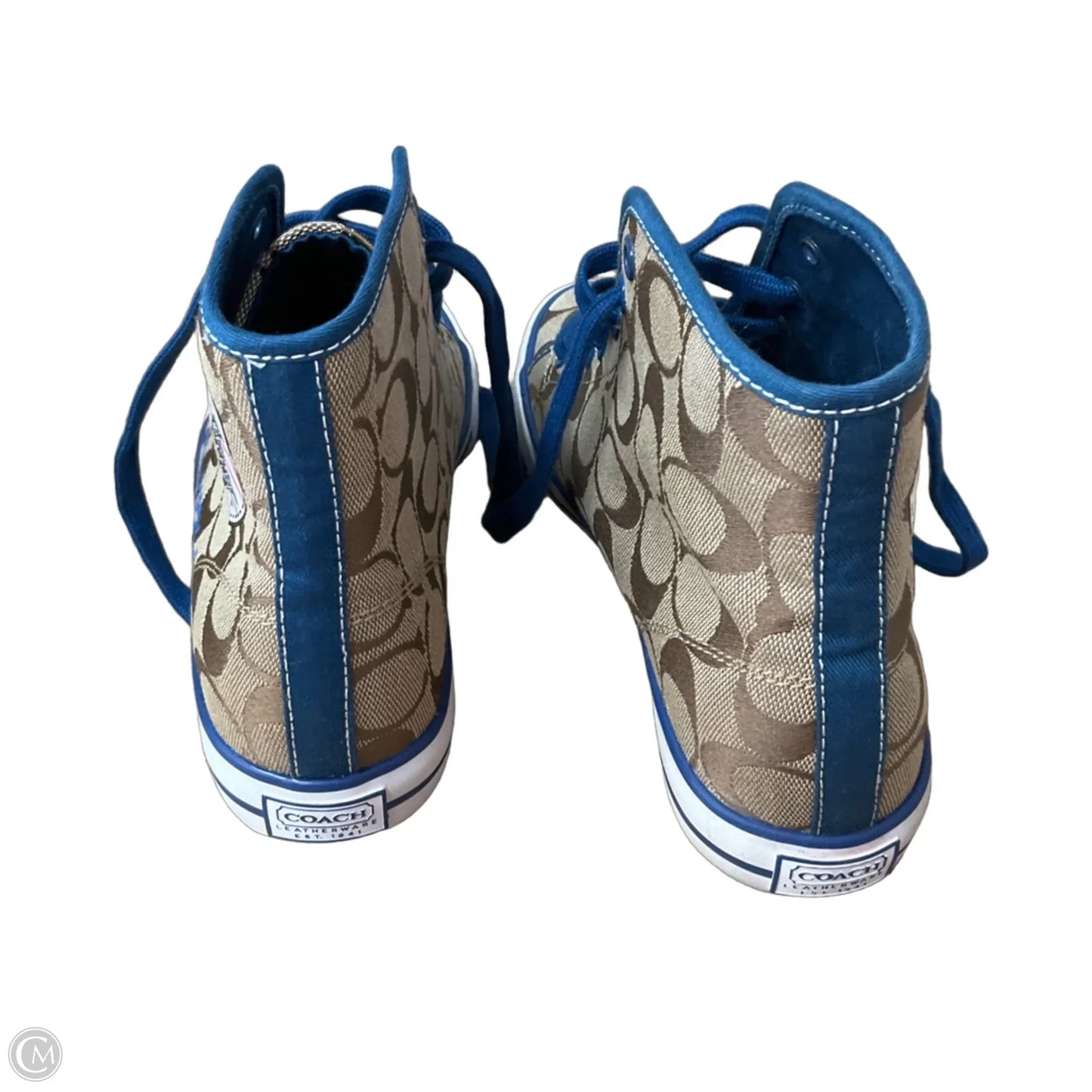 Shoes Designer By Coach In Blue & Brown, Size: 7