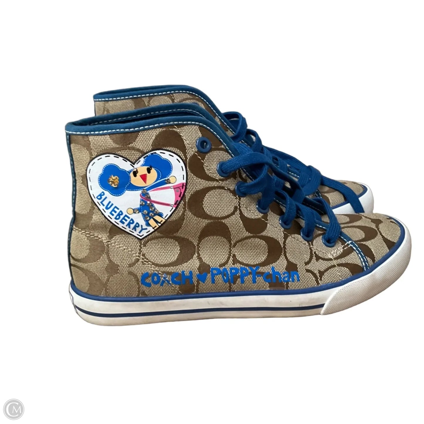 Shoes Designer By Coach In Blue & Brown, Size: 7