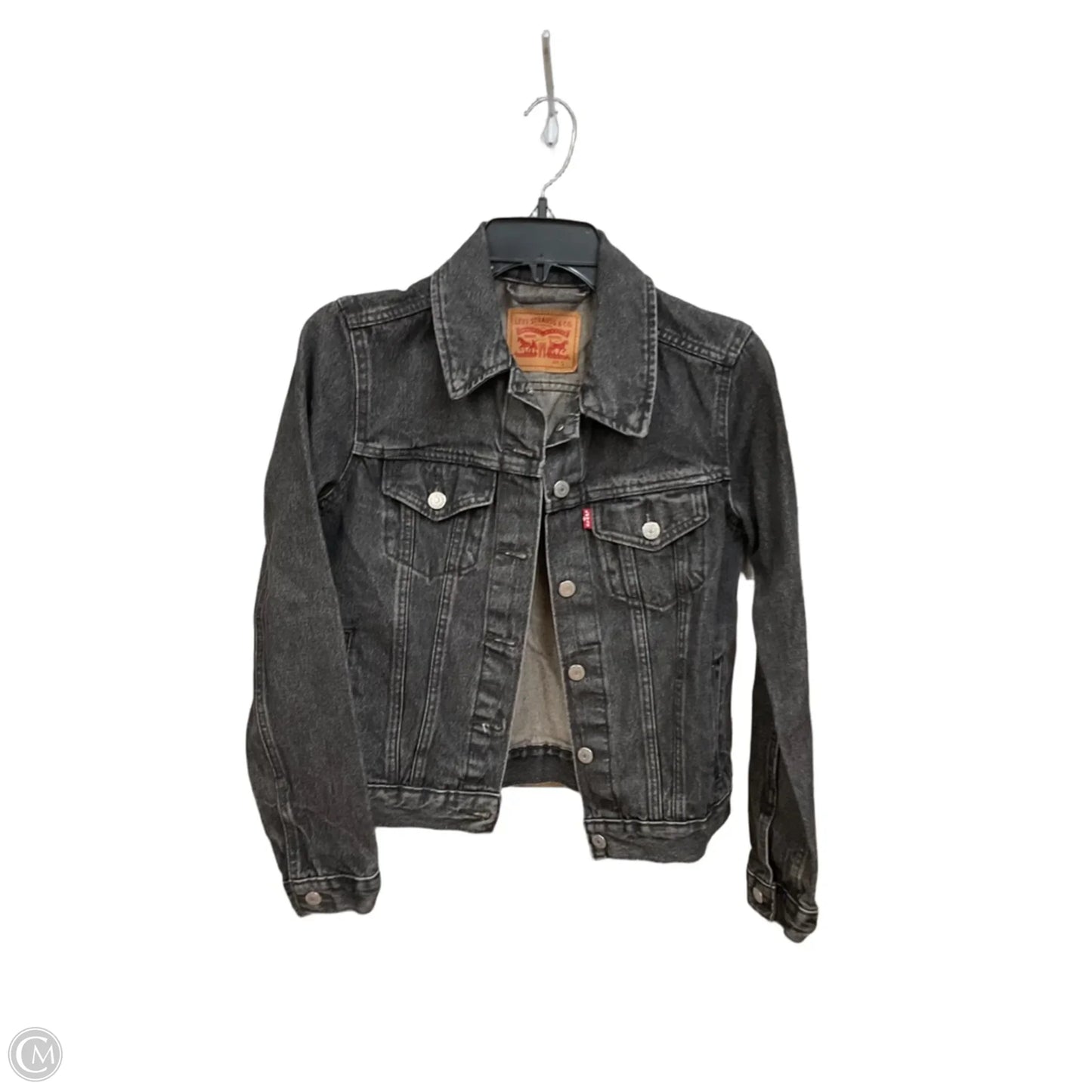 Jacket Denim By Levis In Black Denim, Size: S