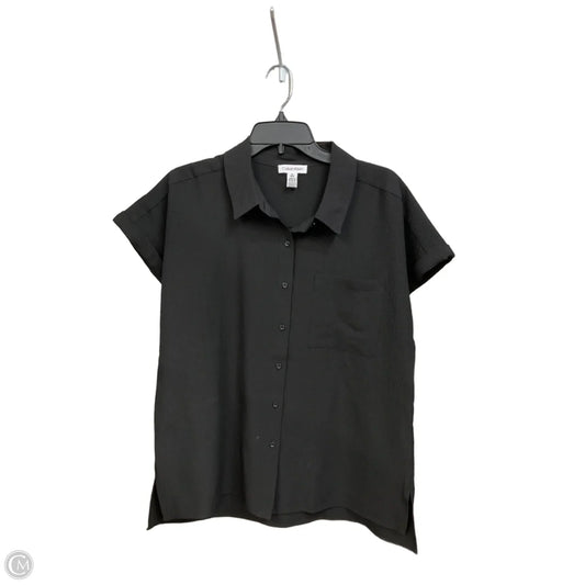 Blouse Short Sleeve By Calvin Klein In Black, Size: M