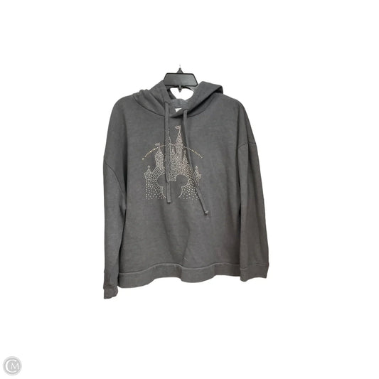 Athletic Sweatshirt Hoodie By Disney In Grey, Size: 1x