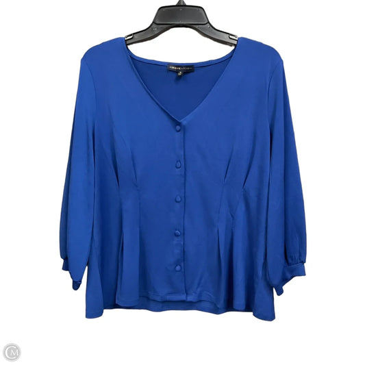 Top 3/4 Sleeve By Adrienne Vittadini In Blue, Size: M