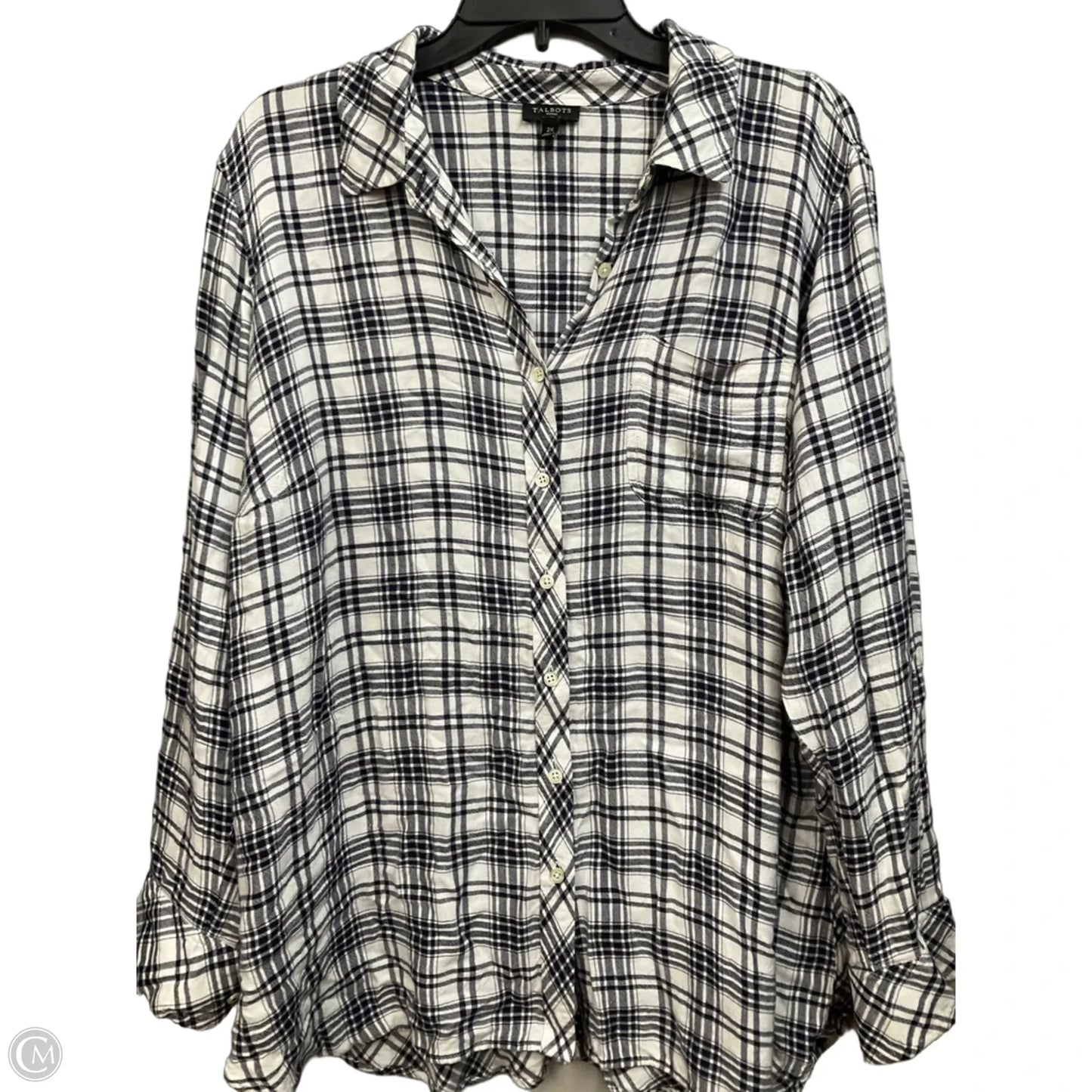 Top Long Sleeve By Talbots In Plaid Pattern, Size: 2x