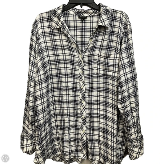 Top Long Sleeve By Talbots In Plaid Pattern, Size: 2x