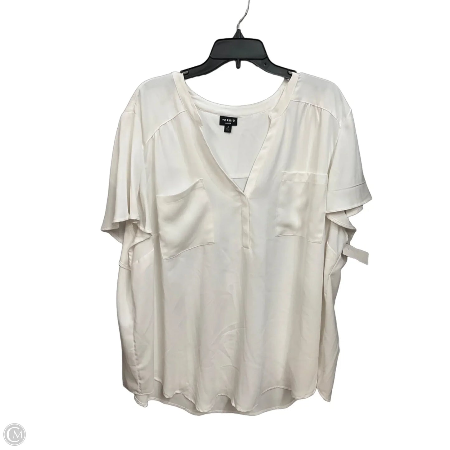 Blouse Short Sleeve By Torrid In White, Size: 4x
