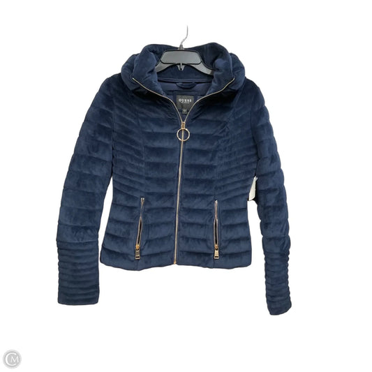 Jacket Puffer & Quilted By Guess In Blue, Size: S
