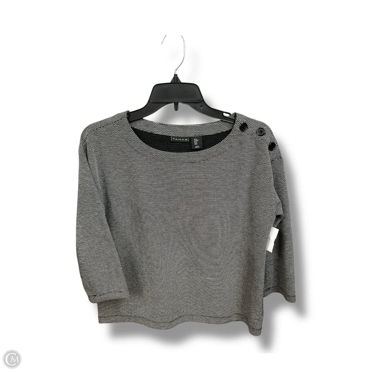 Top 3/4 Sleeve By Tahari In Black & White, Size: M