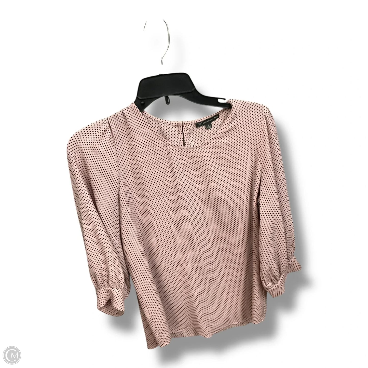 Blouse 3/4 Sleeve By Adrianna Papell In Polkadot Pattern, Size: S