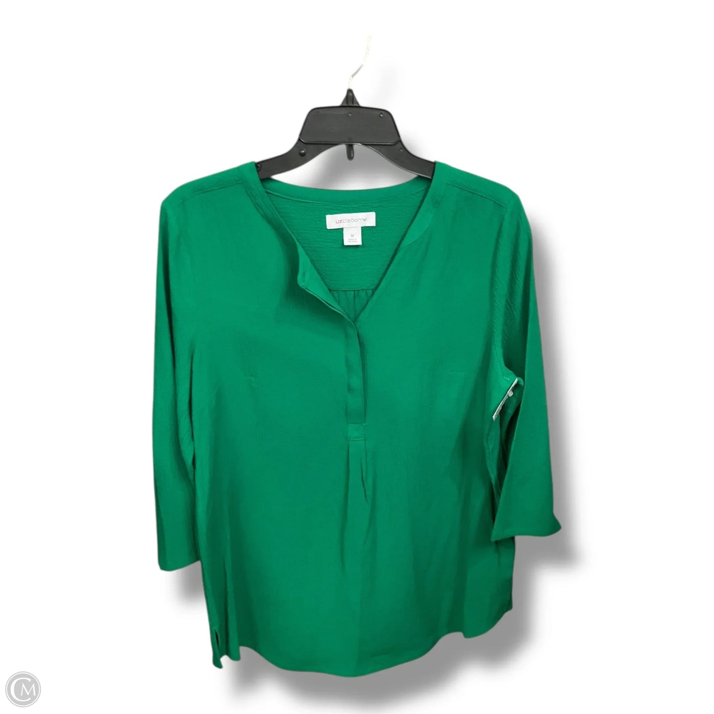 Top 3/4 Sleeve By Liz Claiborne In Green, Size: M