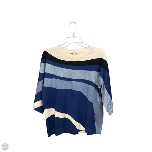 Top 3/4 Sleeve By Chicos In Blue & White, Size: M