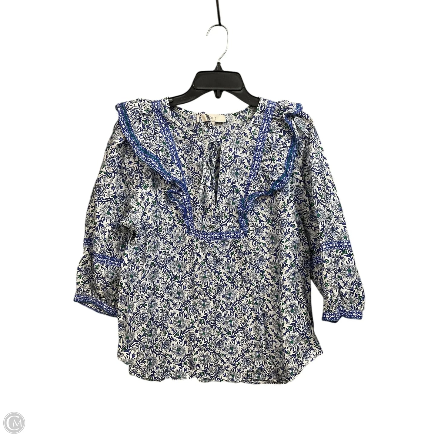 Top 3/4 Sleeve By Loft In Blue, Size: L