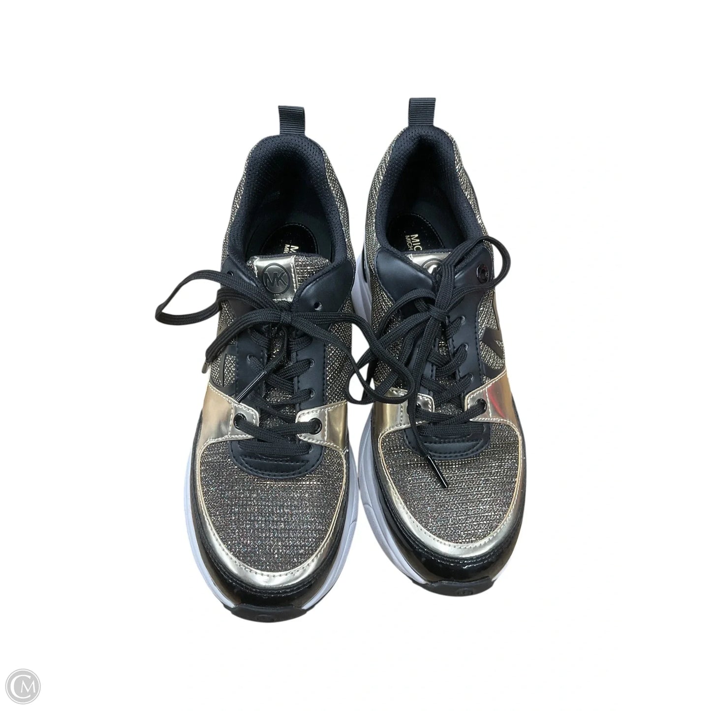 Shoes Designer By Michael Kors In Black & Gold, Size: 8.5