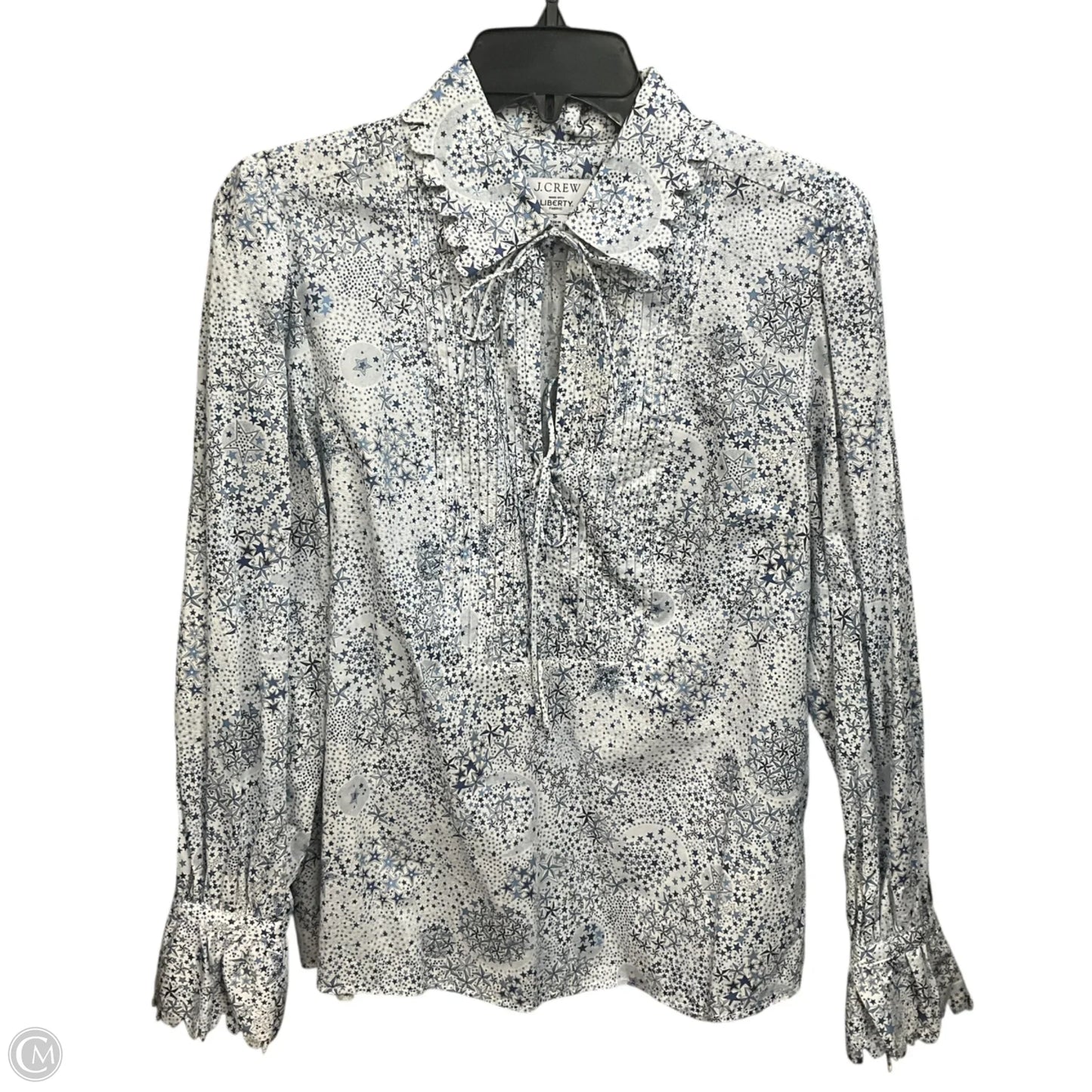 Blouse Long Sleeve By J. Crew In Blue & White, Size: S