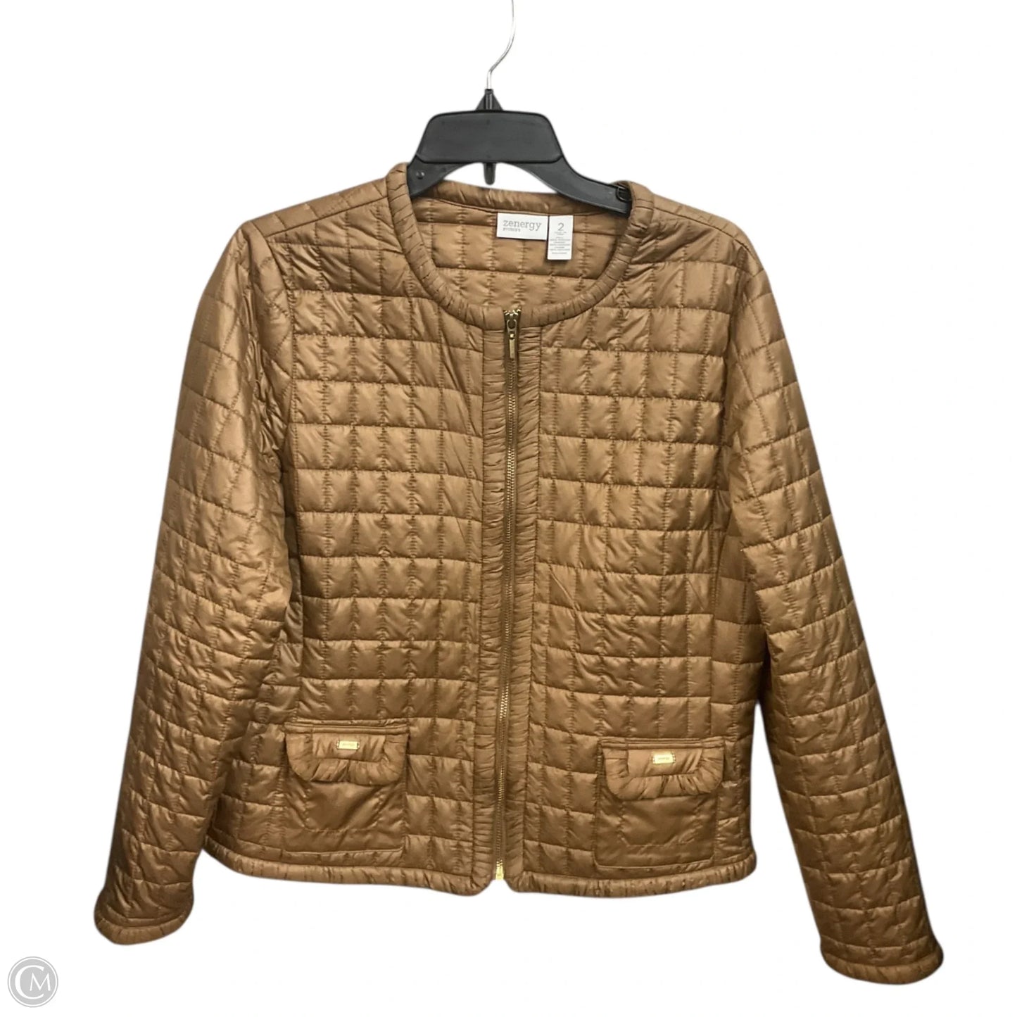 Jacket Puffer & Quilted By Chicos In Tan, Size: L