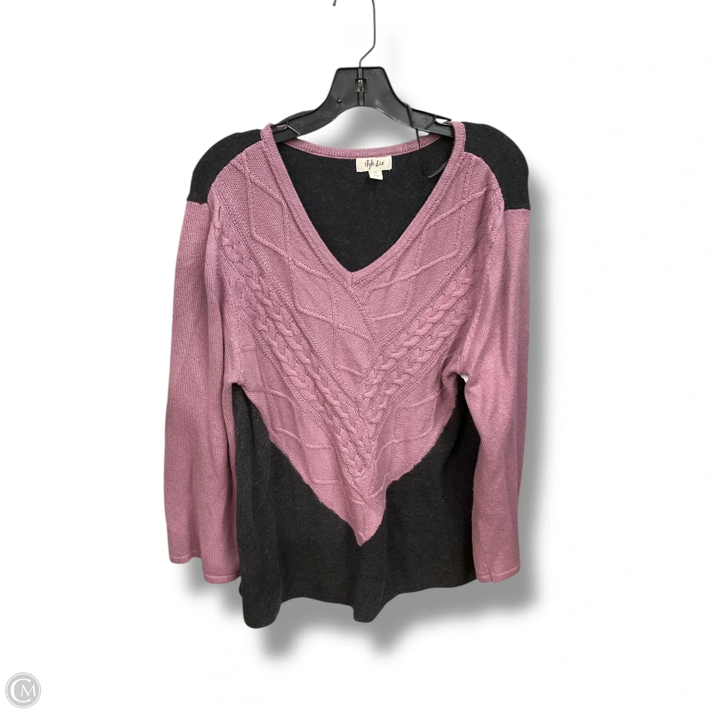 Top Long Sleeve By Style And Company In Grey & Purple, Size: Xxl