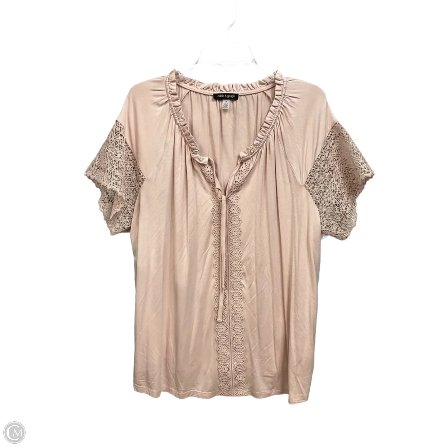 Top Short Sleeve Basic By Cable And Gauge In Pink, Size: 1x