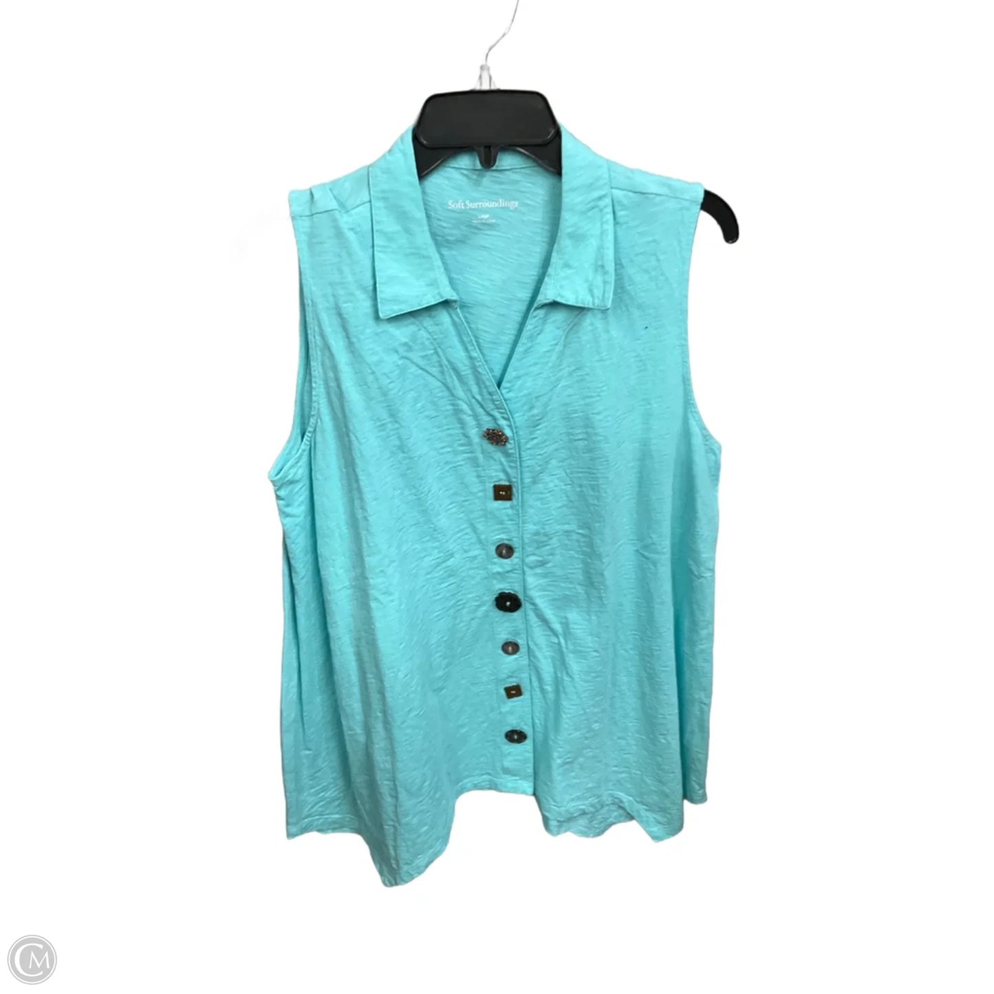 Top Sleeveless By Soft Surroundings In Green, Size: L