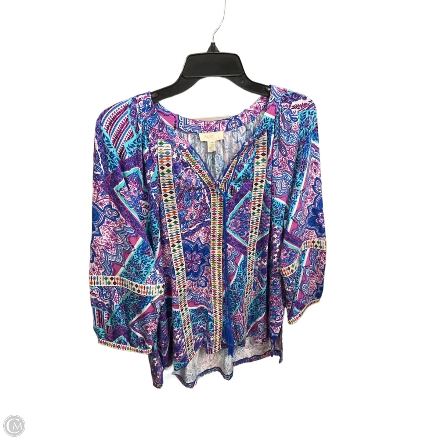 Top 3/4 Sleeve By Cupio In Blue, Size: L