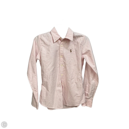 Blouse Long Sleeve By Ralph Lauren In Pink & White, Size: Xs