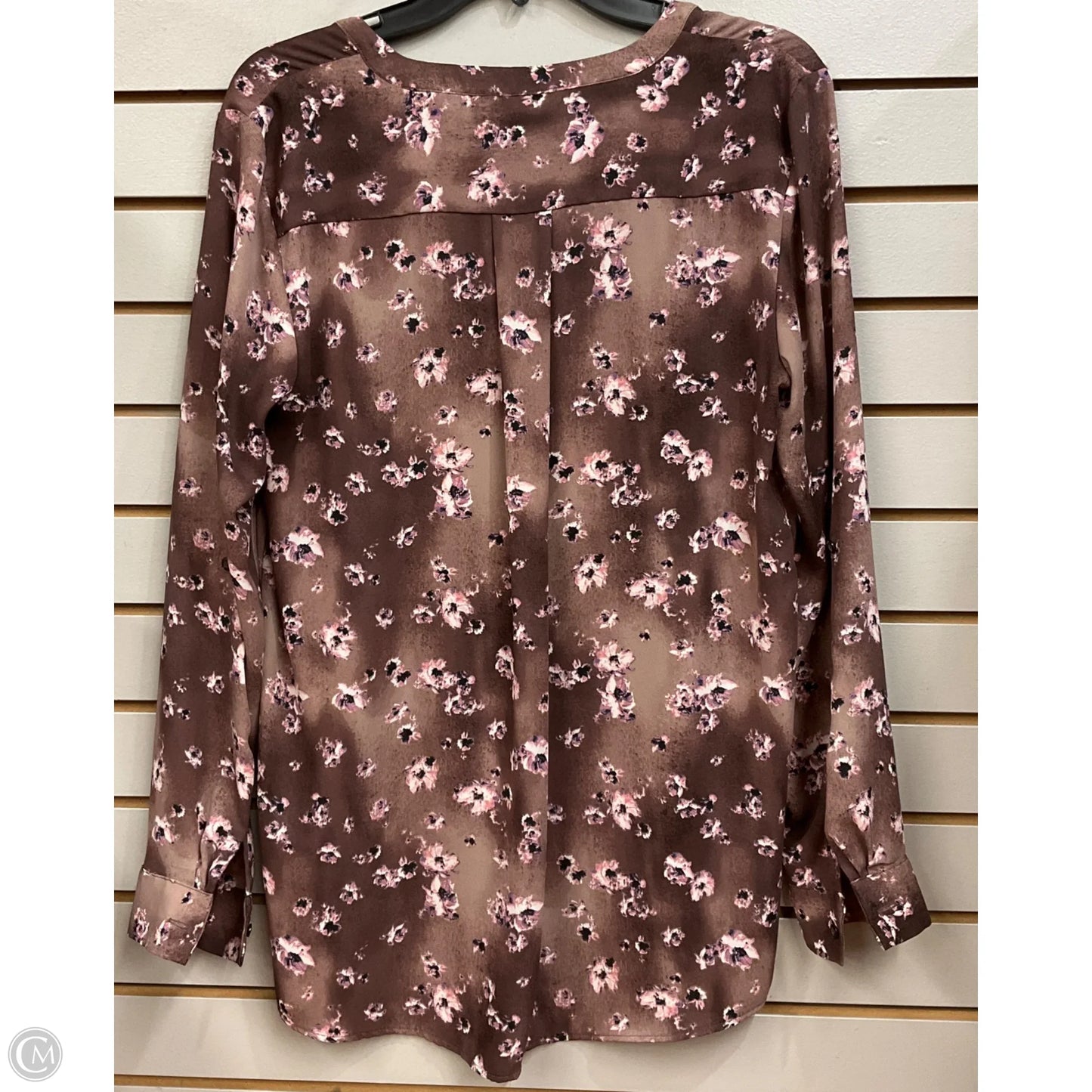 Blouse Long Sleeve By Simply Vera In Floral Print, Size: M