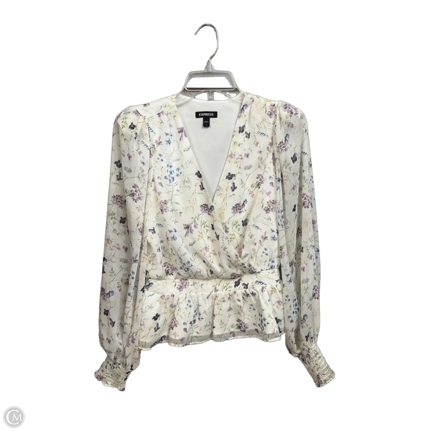 Blouse Long Sleeve By Express In Floral Print, Size: S