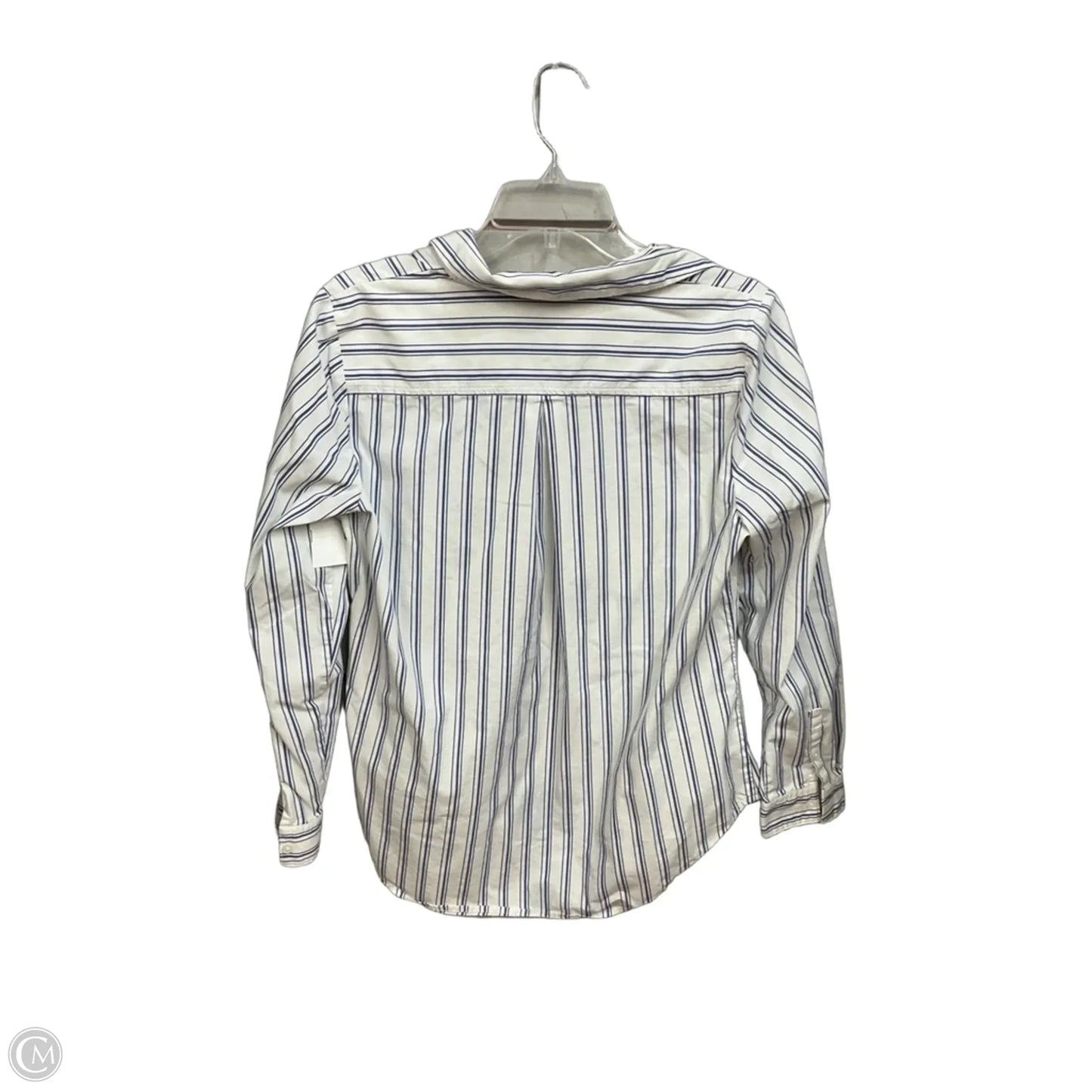 Blouse Long Sleeve By Nine West In Striped Pattern, Size: Lp