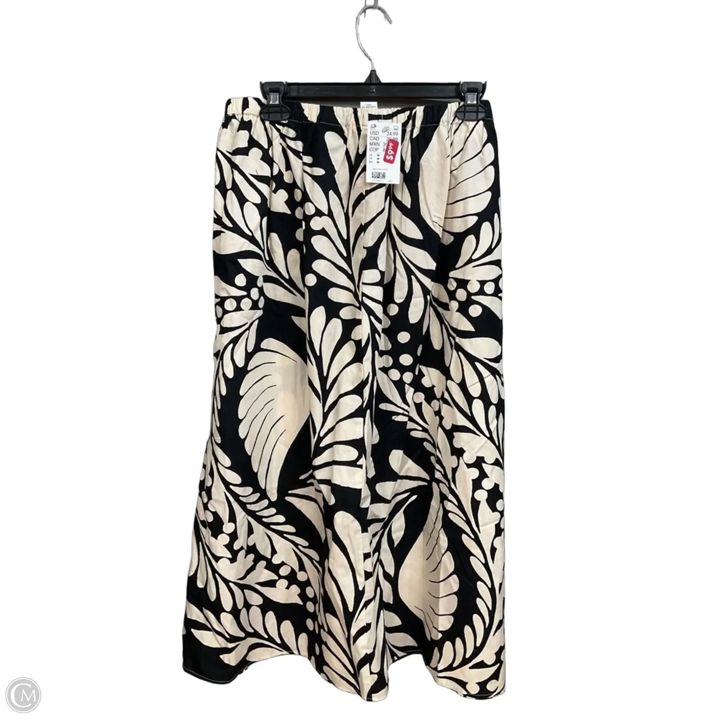 Skirt Maxi By H&m In Black & Cream, Size: 8