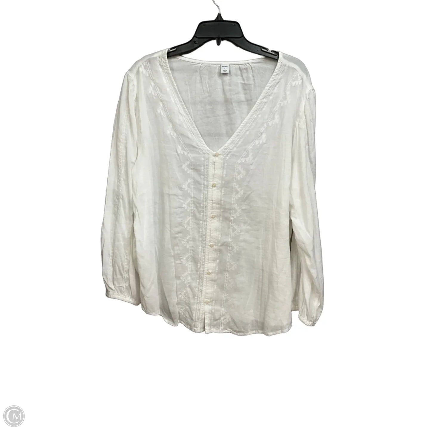 Blouse Long Sleeve By Old Navy In White, Size: L