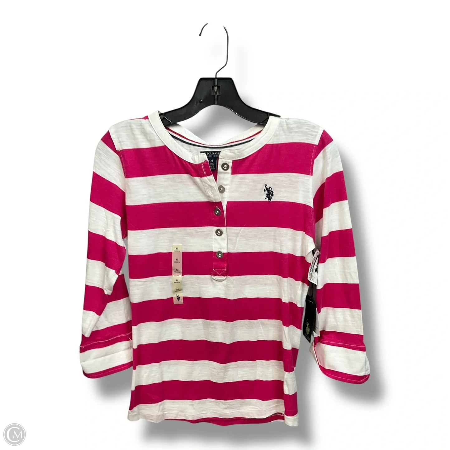 Top 3/4 Sleeve By Us Polo Assoc In Striped Pattern, Size: M