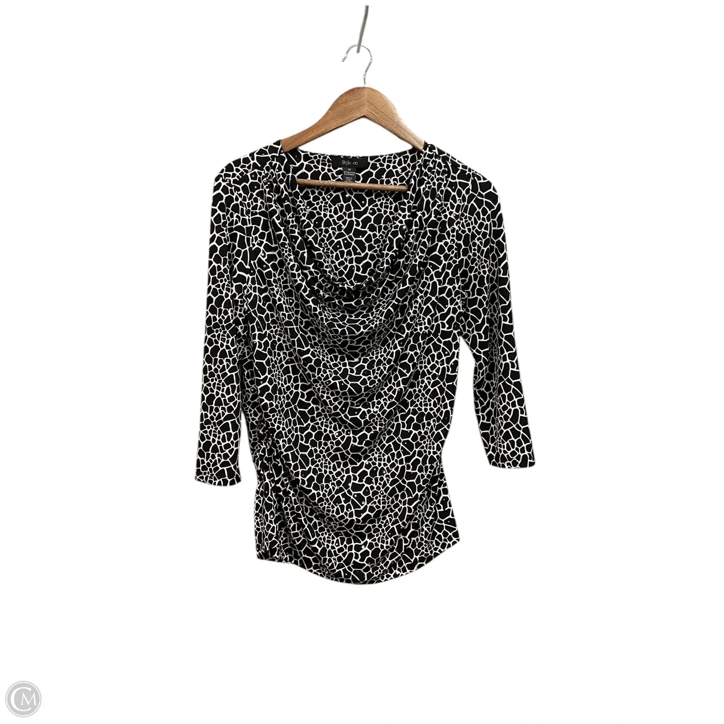 Top 3/4 Sleeve By Style And Company In Black & White, Size: M