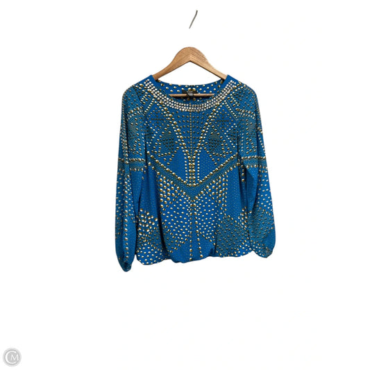 Blouse Long Sleeve By Alfani In Blue, Size: S