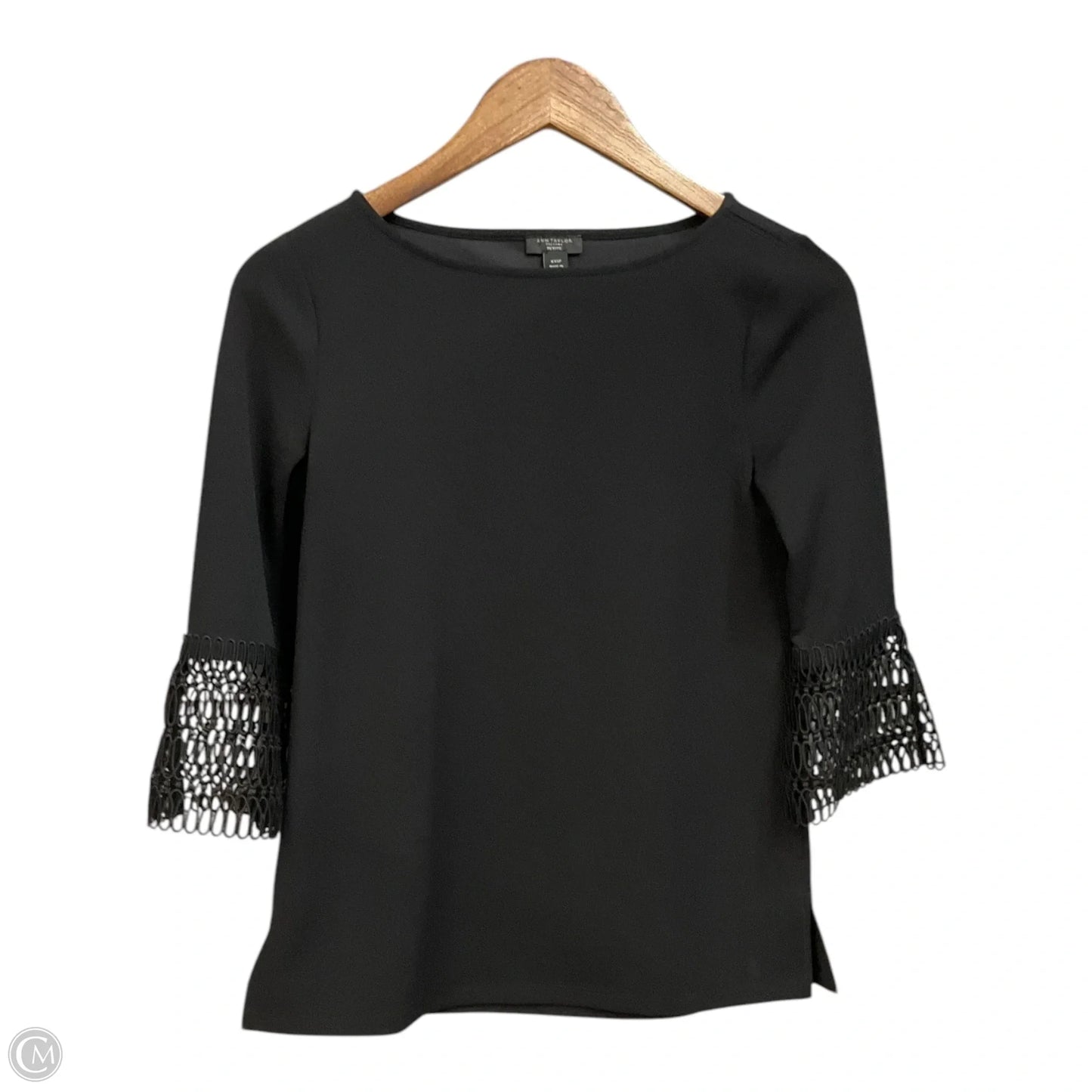 Blouse 3/4 Sleeve By Ann Taylor In Black, Size: Xxsp