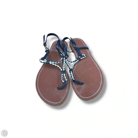 Sandals Flats By Lauren By Ralph Lauren In Blue & White, Size: 9