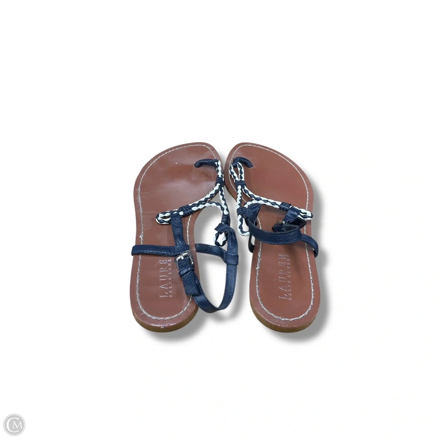 Sandals Flats By Lauren By Ralph Lauren In Blue & White, Size: 9