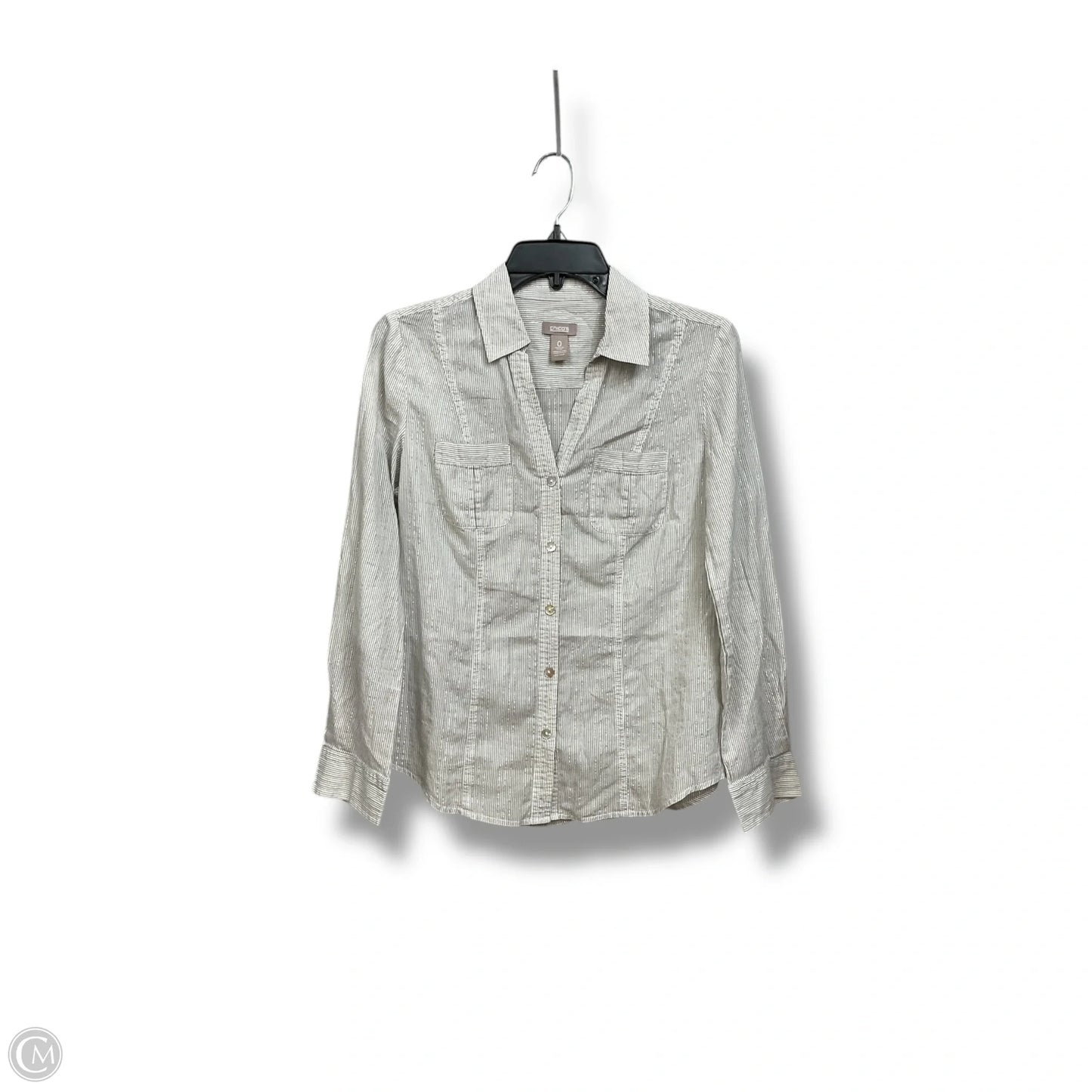 Top Long Sleeve By Chicos In Grey, Size: S