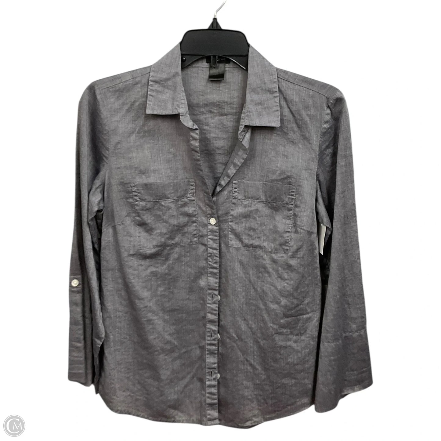 Blouse 3/4 Sleeve By Ann Taylor In Grey, Size: S