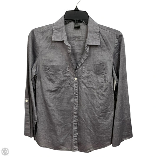 Blouse 3/4 Sleeve By Ann Taylor In Grey, Size: S