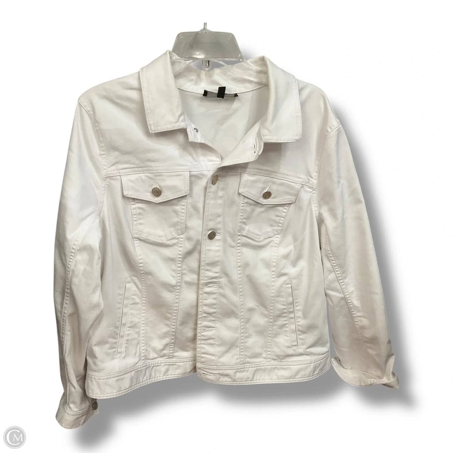 Jacket Denim By Talbots In White Denim, Size: 1x