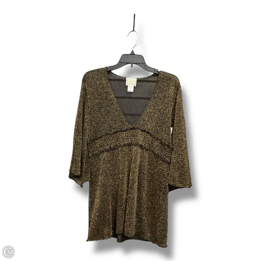 Tunic 3/4 Sleeve By Clothes Mentor In Gold, Size: L