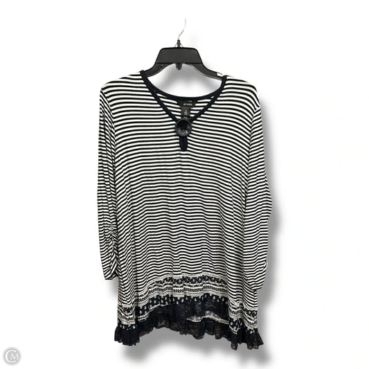 Top 3/4 Sleeve By Ali Miles In Striped Pattern, Size: 1x