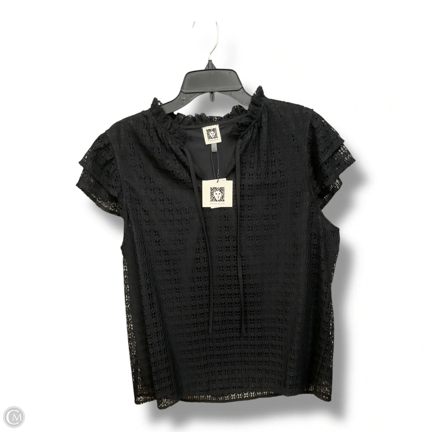 Top Short Sleeve By Anne Klein In Black, Size: L