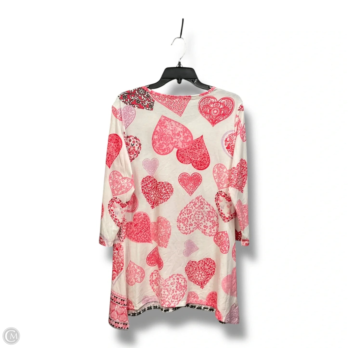 Tunic 3/4 Sleeve By Clothes Mentor In Pink & White, Size: M