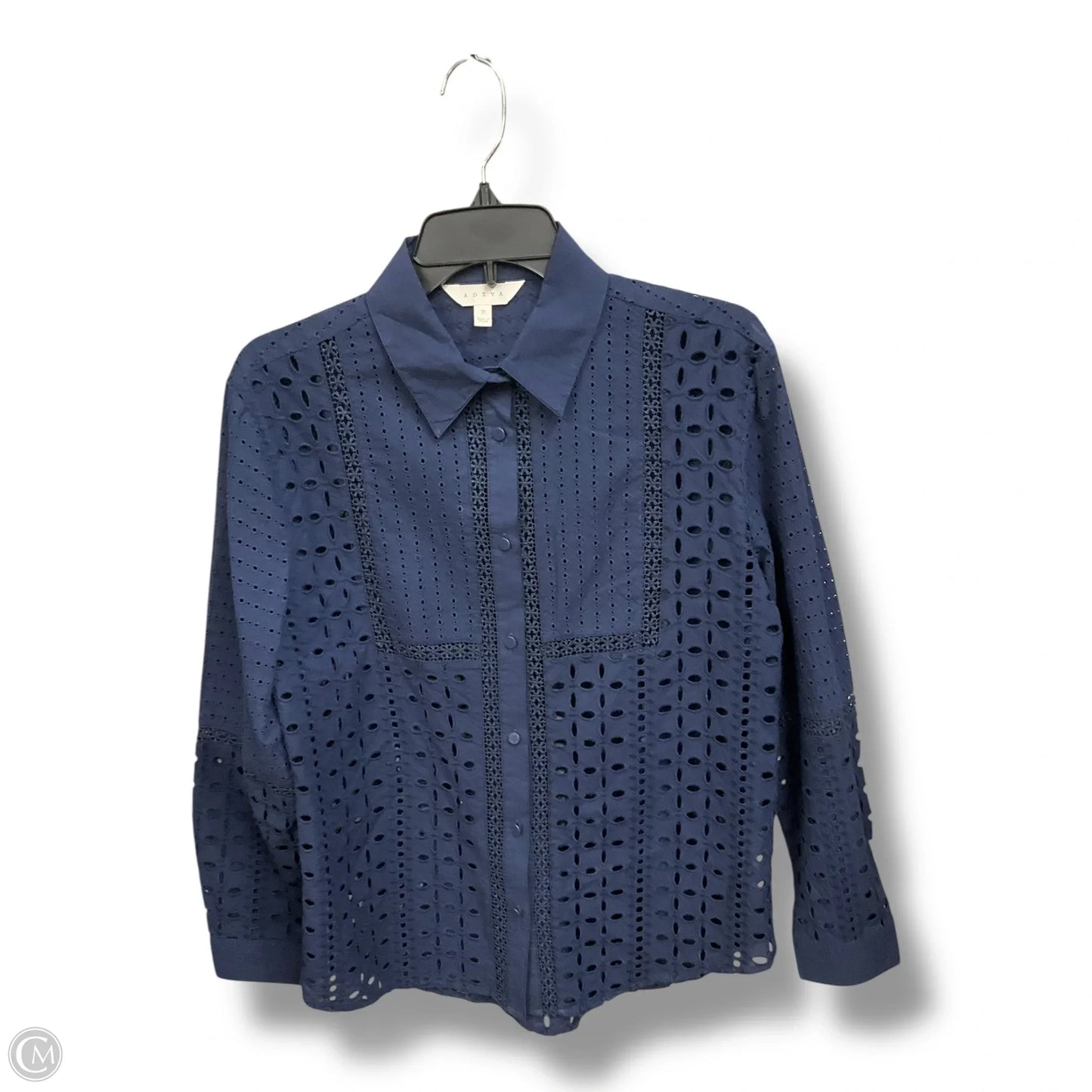 Blouse Long Sleeve By Adiva In Blue, Size: M