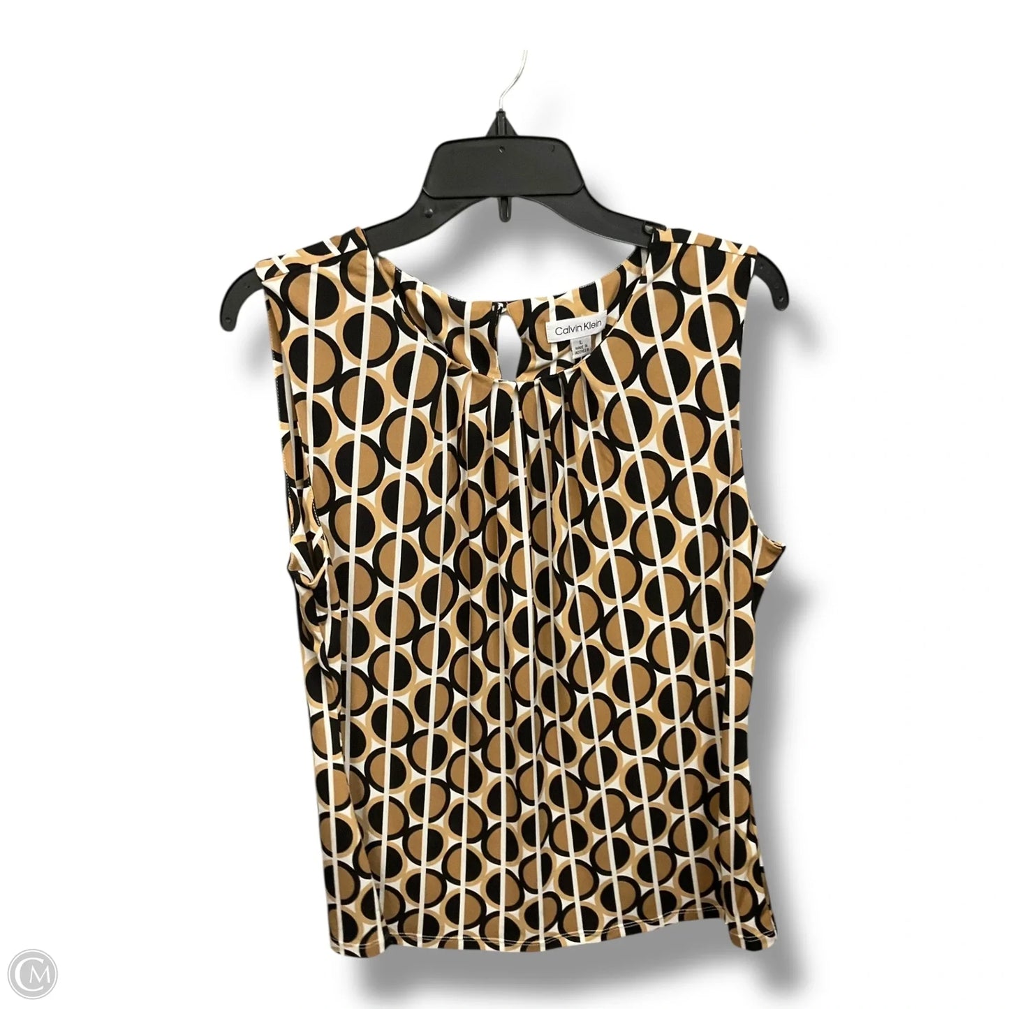 Top Sleeveless By Calvin Klein In Black & Brown, Size: L