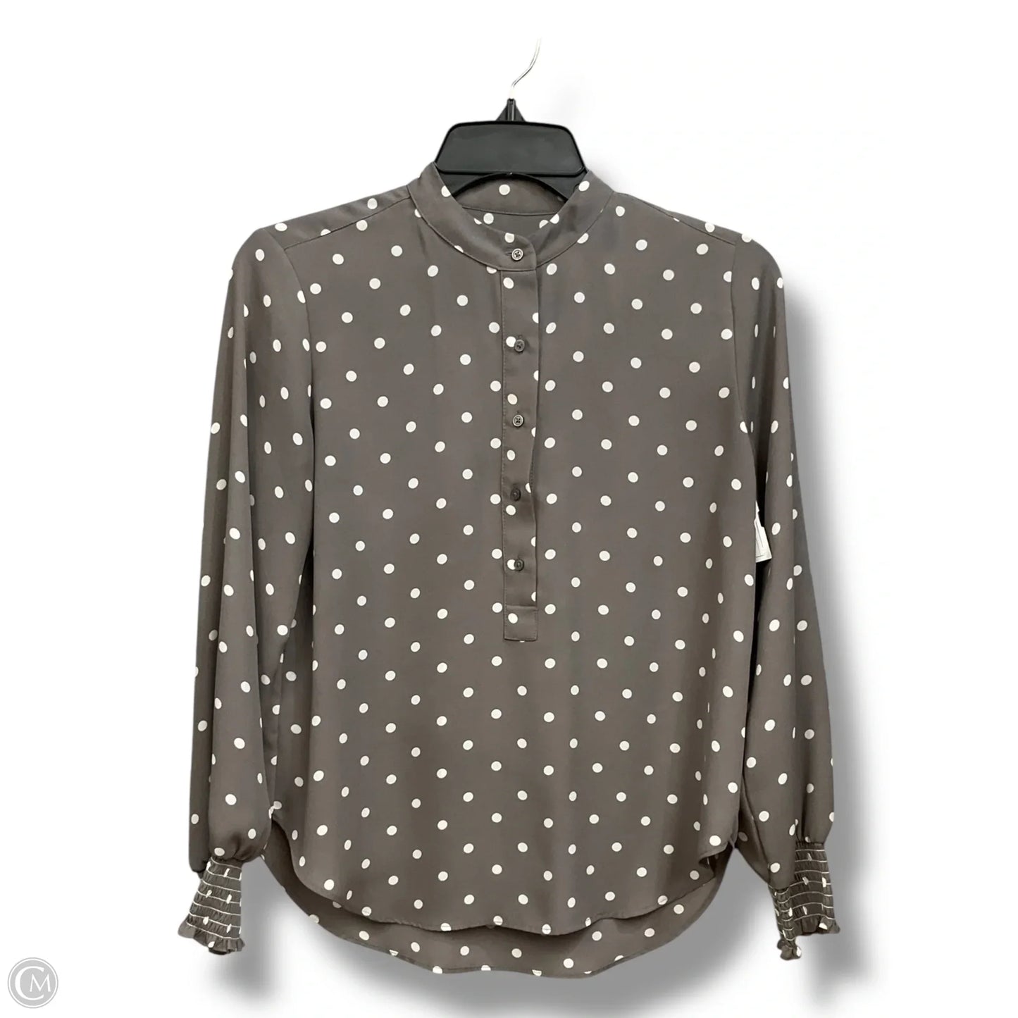Blouse Long Sleeve By Loft In Polkadot Pattern, Size: Xs