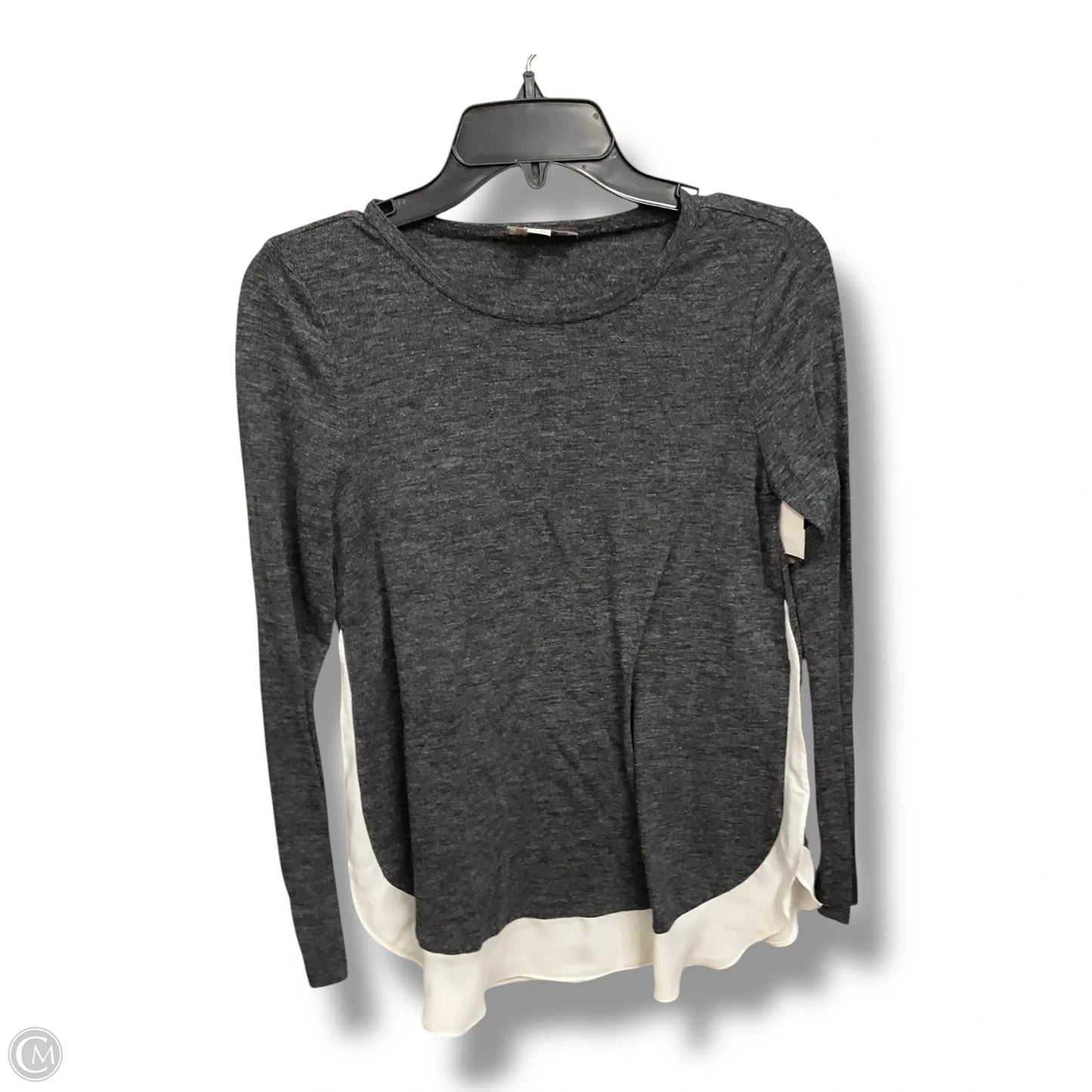 Top Long Sleeve By Loft In Grey & White, Size: Xxsp