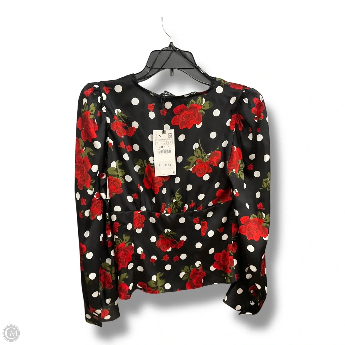Blouse Long Sleeve By Zara In Polkadot Pattern, Size: S