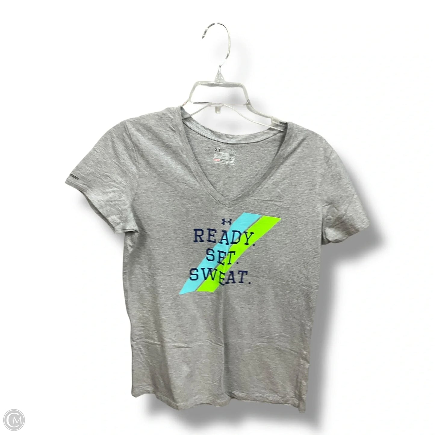 Athletic Top Short Sleeve By Under Armour In Grey, Size: L