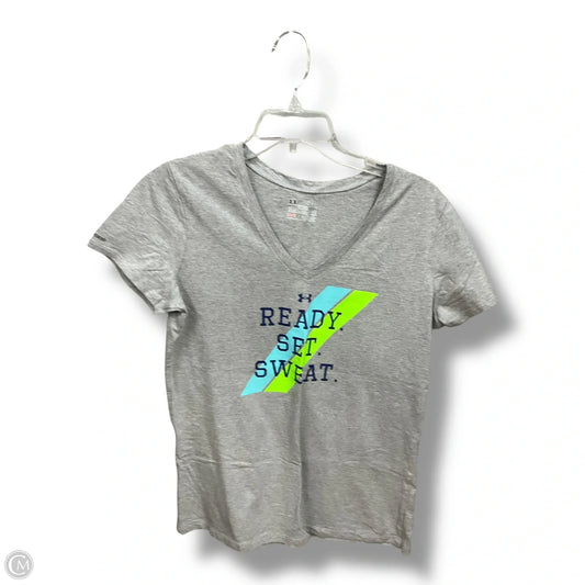 Athletic Top Short Sleeve By Under Armour In Grey, Size: L
