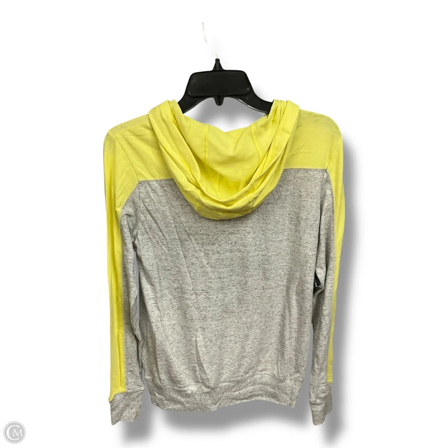 Athletic Top Long Sleeve Hoodie By Nike Apparel In Grey & Yellow, Size: S